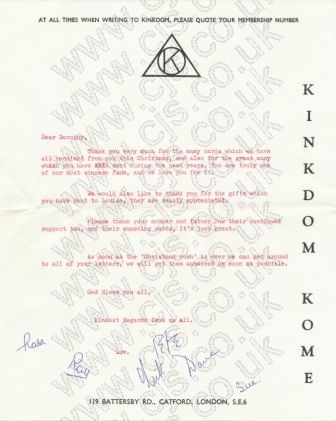 [Kinks Letter Signed]